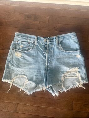 Levi's Light Blue Distressed Denim Cutoff Shorts